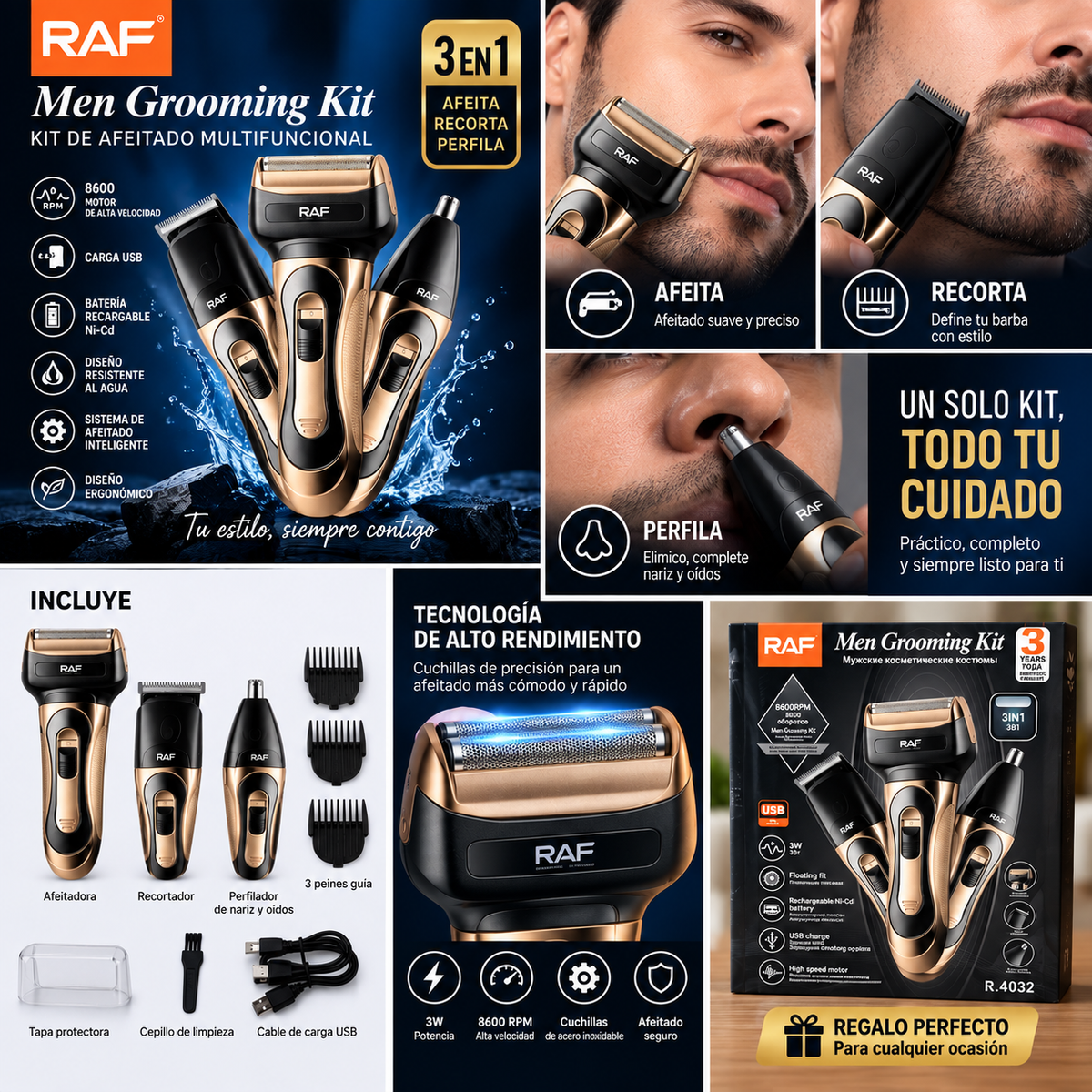 RAF 3-in-1 Electric Shaver – Shave, Trim, and Edge